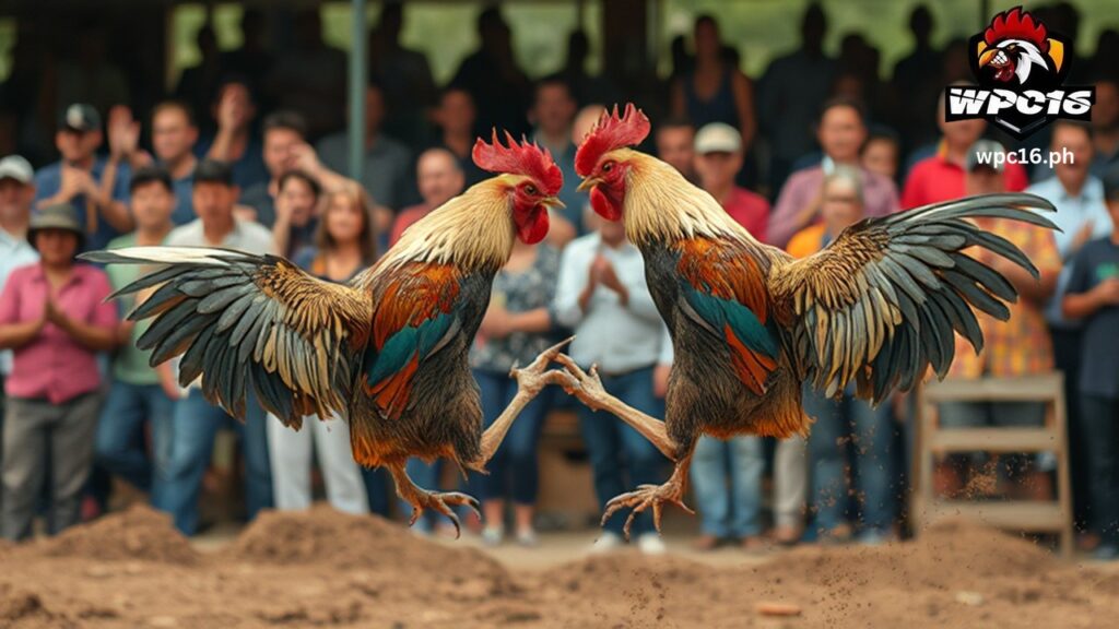 2 cocks fighting in sabong arena - wpc16 sabong